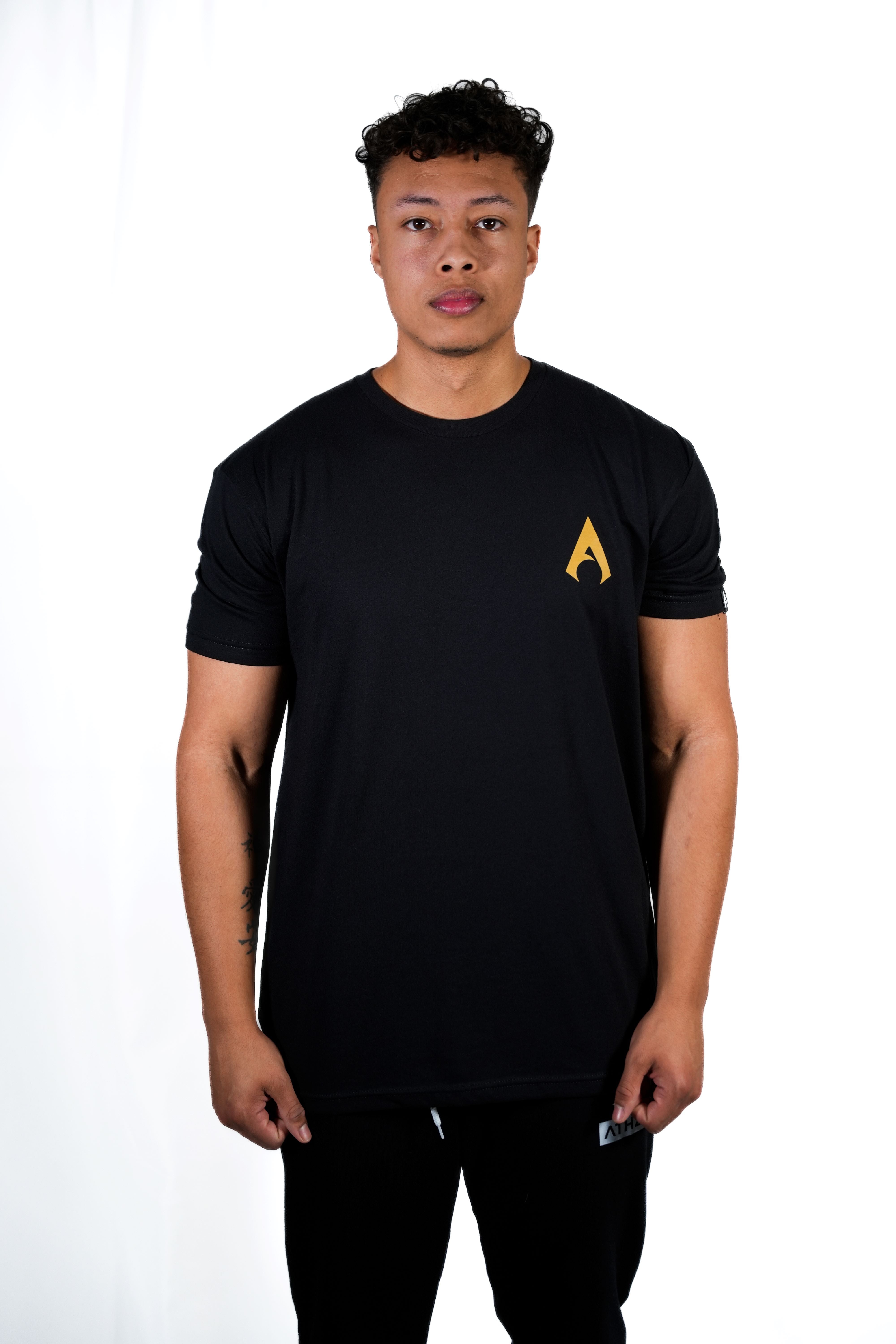 Staple Workout Tee, Black and Gold